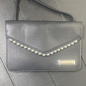 Tahari Black Clutch with Silver Accents